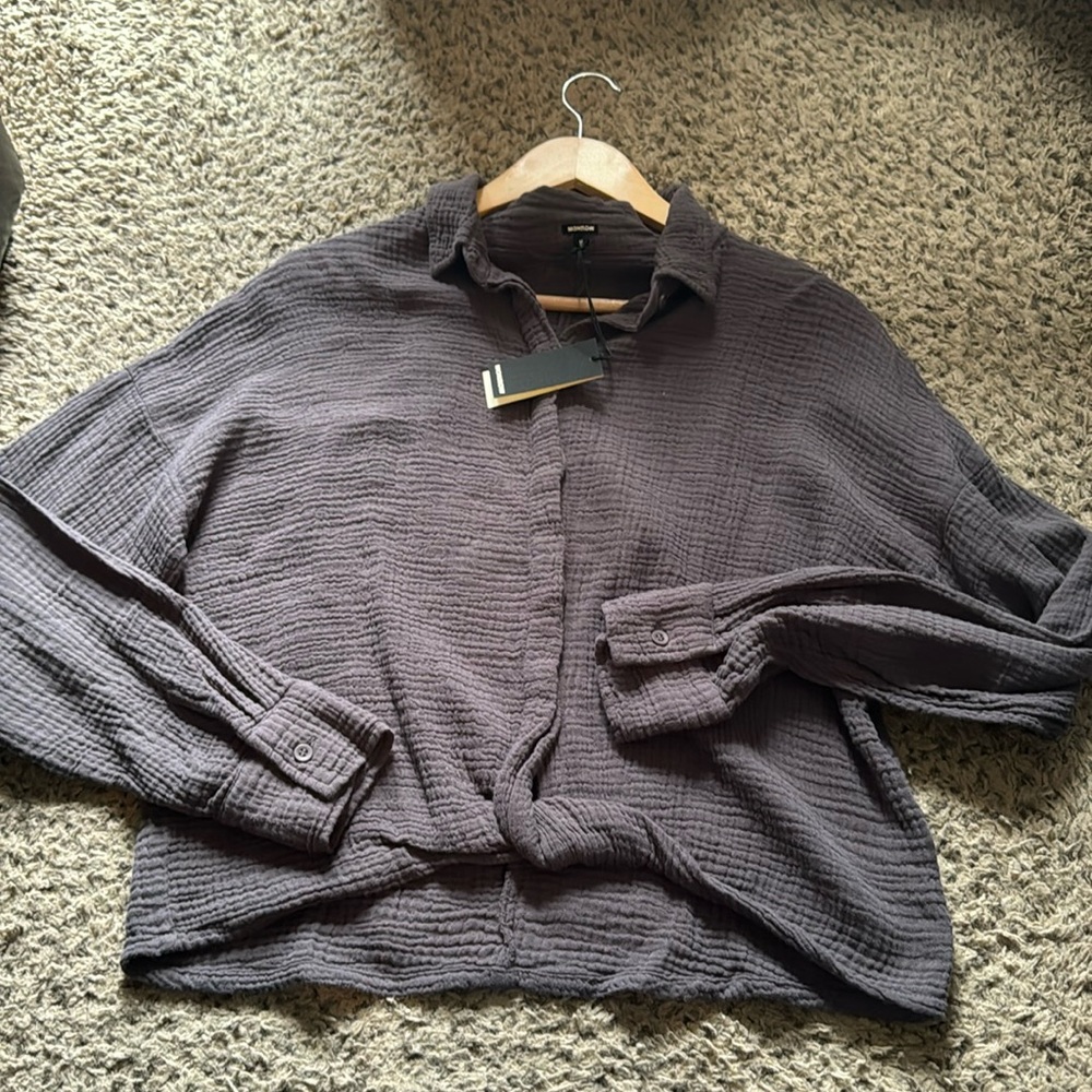 Monrow Relaxed Blouse With Twisted Front - image 3